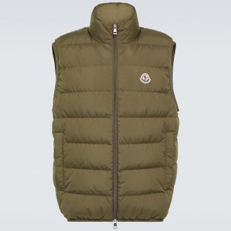 Billigdesigner Moncler Daunenweste in Grün