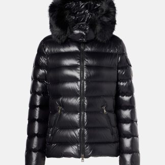 Designer kaufen Moncler Badyf Daunenjacke mit Scherlingbesatz in Schwarz