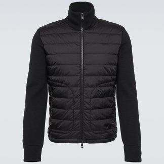 Großhandel Luxus Moncler Maglia Strickjacke aus einer Wollmischung in Schwarz