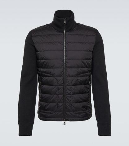 Großhandel Luxus Moncler Maglia Strickjacke aus einer Wollmischung in Schwarz