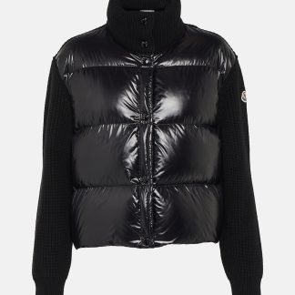 Großhandel Luxus Moncler Schwarze Jacke mit Daunenbesatz