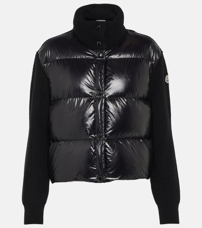 Großhandel Luxus Moncler Schwarze Jacke mit Daunenbesatz