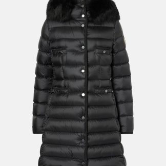 Großhandelsdesigner Moncler Hirma gesteppter Daunenmantel in Schwarz