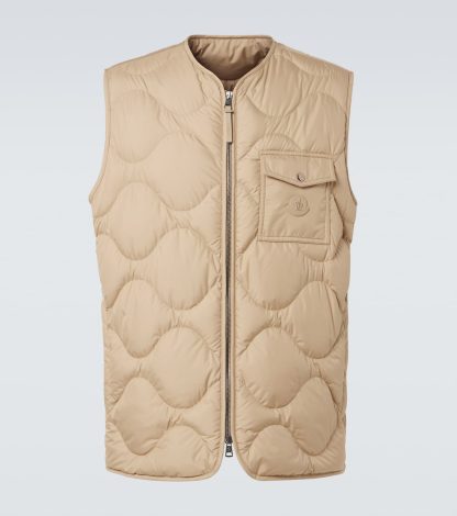 Hochwertiger Designer Moncler Tambosi gesteppte Daunenweste in Beige