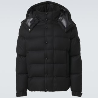 Hochwertiger Designer Moncler Vezere Daunenjacke aus Wolle in Schwarz