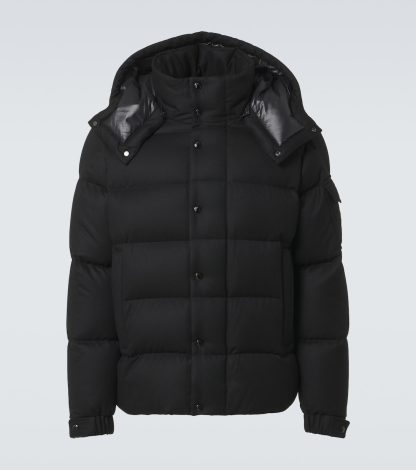 Hochwertiger Designer Moncler Vezere Daunenjacke aus Wolle in Schwarz