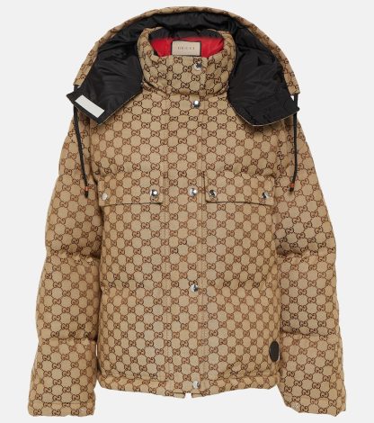 Hochwertiger Luxus Gucci GG Daunenjacke aus Baumwoll-Canvas in Braun