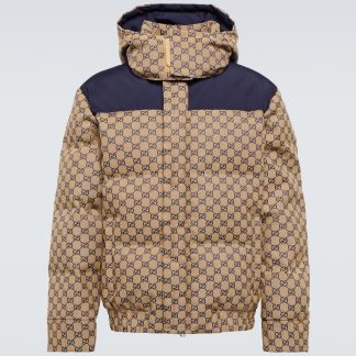 Hochwertiger Luxus Gucci GG Daunenjacke aus Canvas in Blau