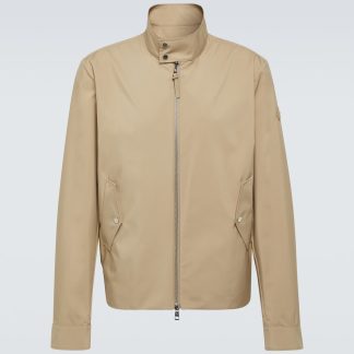 Hochwertiger Luxus Moncler Chaberton Jacke mit Lederbesatz in Beige