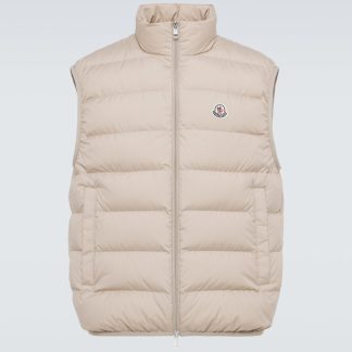 Hochwertiger Luxus Moncler Contrin Daunenweste in Beige