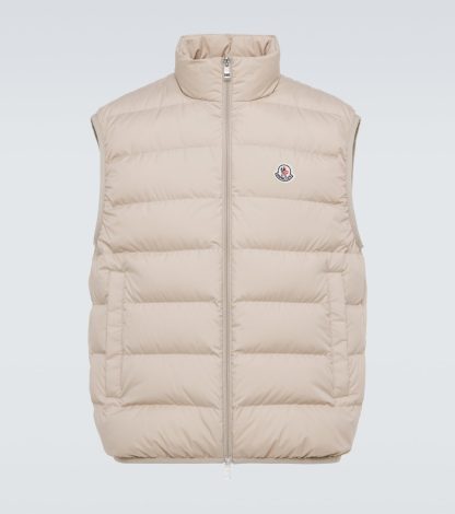 Hochwertiger Luxus Moncler Contrin Daunenweste in Beige