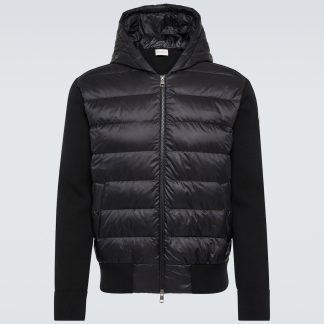 Hochwertiger Luxus Moncler Gestreifter wattierter Hoodie in Schwarz