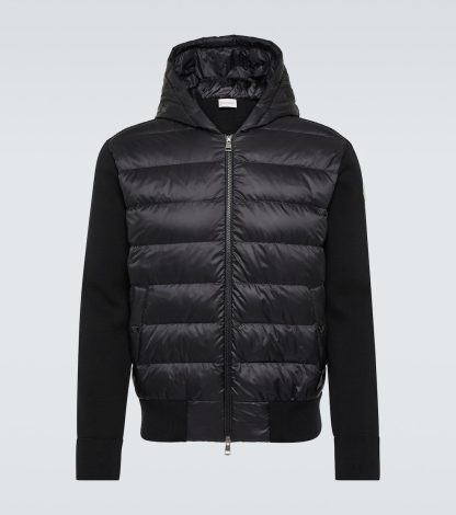 Hochwertiger Luxus Moncler Gestreifter wattierter Hoodie in Schwarz