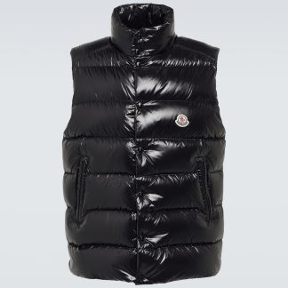 Hochwertiger Luxus Moncler Tibb Logo Daunenweste in Schwarz