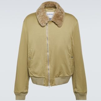 Luxus kaufen Burberry Jacke aus Baumwolle mit Shearlingbesatz in Beige