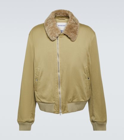 Luxus kaufen Burberry Jacke aus Baumwolle mit Shearlingbesatz in Beige