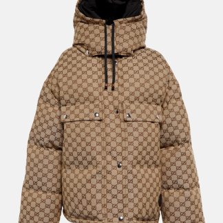 Luxus kaufen Gucci GG Canvas-Puffer-Daunenjacke in neutralen Farben