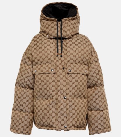 Luxus kaufen Gucci GG Canvas-Puffer-Daunenjacke in neutralen Farben