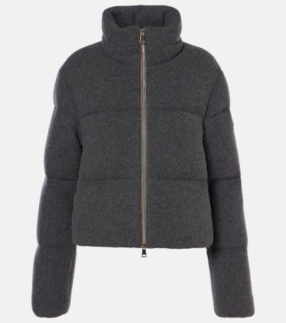 Modedesigner Moncler Breze Daunenjacke aus Kaschmir und Wolle in Grau