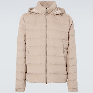 Modedesigner Moncler Chionea Daunenjacke aus Baumwolle in Beige