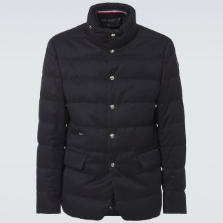 Replik Luxus Moncler Bess gesteppte Daunenjacke aus Gabardine in Blau