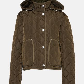 billiger Luxus Burberry Gesteppte Kurzjacke in Grün