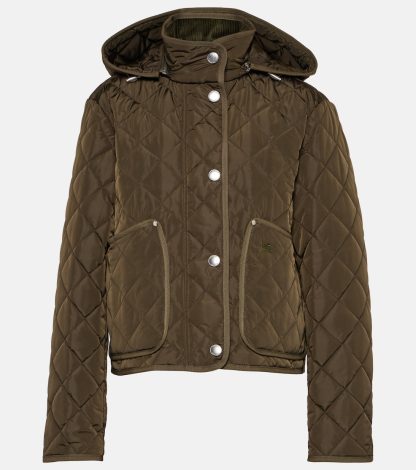 billiger Luxus Burberry Gesteppte Kurzjacke in Grün