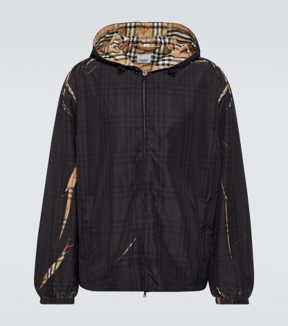 billiger Luxus Burberry Karierte Jacke in Schwarz