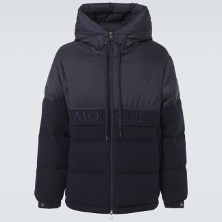 billiger Luxus Moncler Andres Daunenjacke aus Wolle in Blau