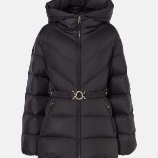 billiger Luxus Moncler Brosse gesteppte Daunenjacke in Schwarz