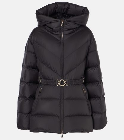 billiger Luxus Moncler Brosse gesteppte Daunenjacke in Schwarz