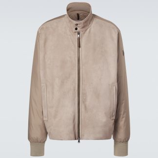 billiger Luxus Moncler Lountere Lederjacke in Braun