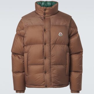 billiger Luxus Moncler Verone Wende-Daunenjacke in Braun