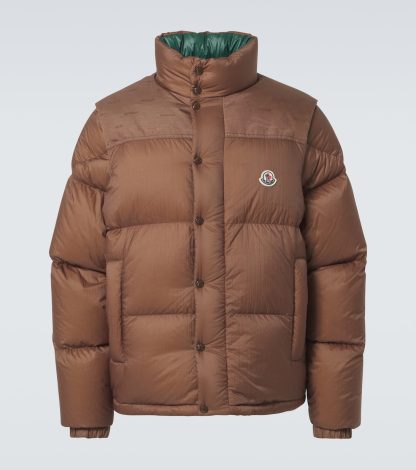 billiger Luxus Moncler Verone Wende-Daunenjacke in Braun