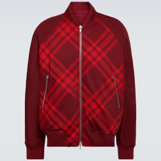 falscher Luxus Burberry Bomberjacke aus einer Wollmischung mit Karos in Rot