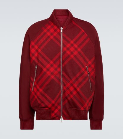 falscher Luxus Burberry Bomberjacke aus einer Wollmischung mit Karos in Rot