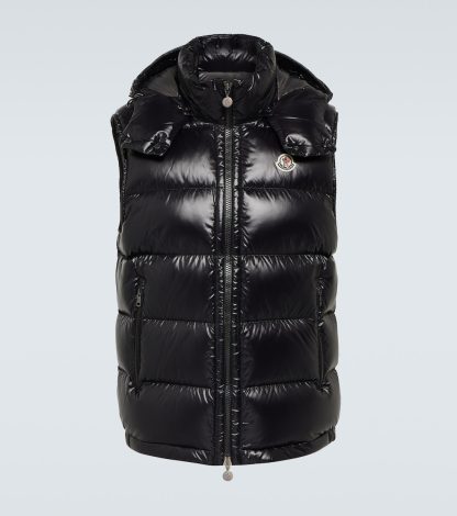 falscher Luxus Moncler Daunenweste in Schwarz