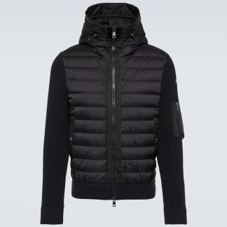 falscher Luxus Moncler Jacke aus einer Wollmischung mit Daunenfüllung in Schwarz