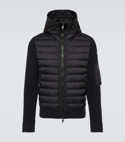 falscher Luxus Moncler Jacke aus einer Wollmischung mit Daunenfüllung in Schwarz