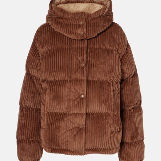 gefälschter Designer Moncler Daos Kord-Daunenjacke in Braun