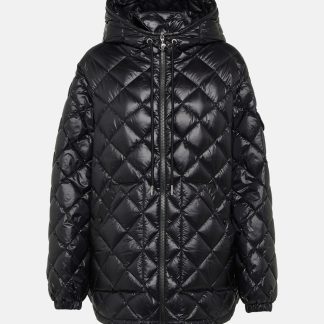 gefälschter Designer Moncler Logo-Daunenjacke in Schwarz