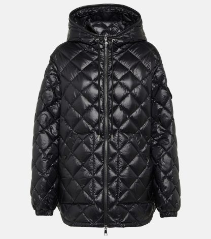 gefälschter Designer Moncler Logo-Daunenjacke in Schwarz