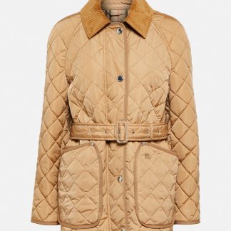 heißer Verkauf Designer Burberry Gesteppte Jacke mit Gürtel in Beige