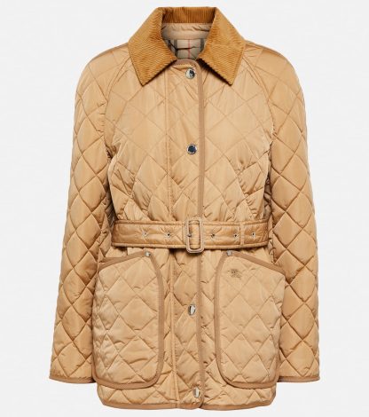 heißer Verkauf Designer Burberry Gesteppte Jacke mit Gürtel in Beige