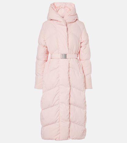 heißer Verkauf Designer Canada Goose Marlow Daunenmantel mit Gürtel in Rosa