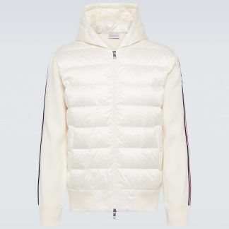 heißer Verkauf Designer Moncler Gestreifter wattierter Hoodie in Weiß