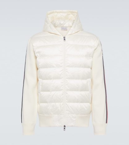 heißer Verkauf Designer Moncler Gestreifter wattierter Hoodie in Weiß