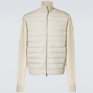 heißer Verkauf Designer Moncler Jacke aus Wolle und Kaschmir mit Daunenfüllung in Beige