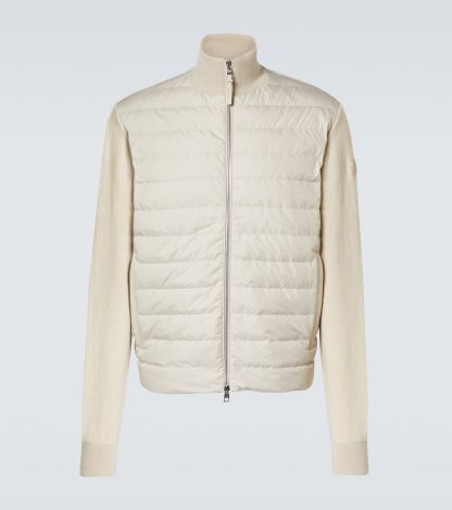 heißer Verkauf Designer Moncler Jacke aus Wolle und Kaschmir mit Daunenfüllung in Beige