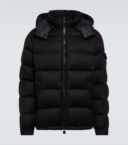 heißer Verkauf Designer Moncler Montgenevre Daunenjacke aus Schurwolle in Schwarz